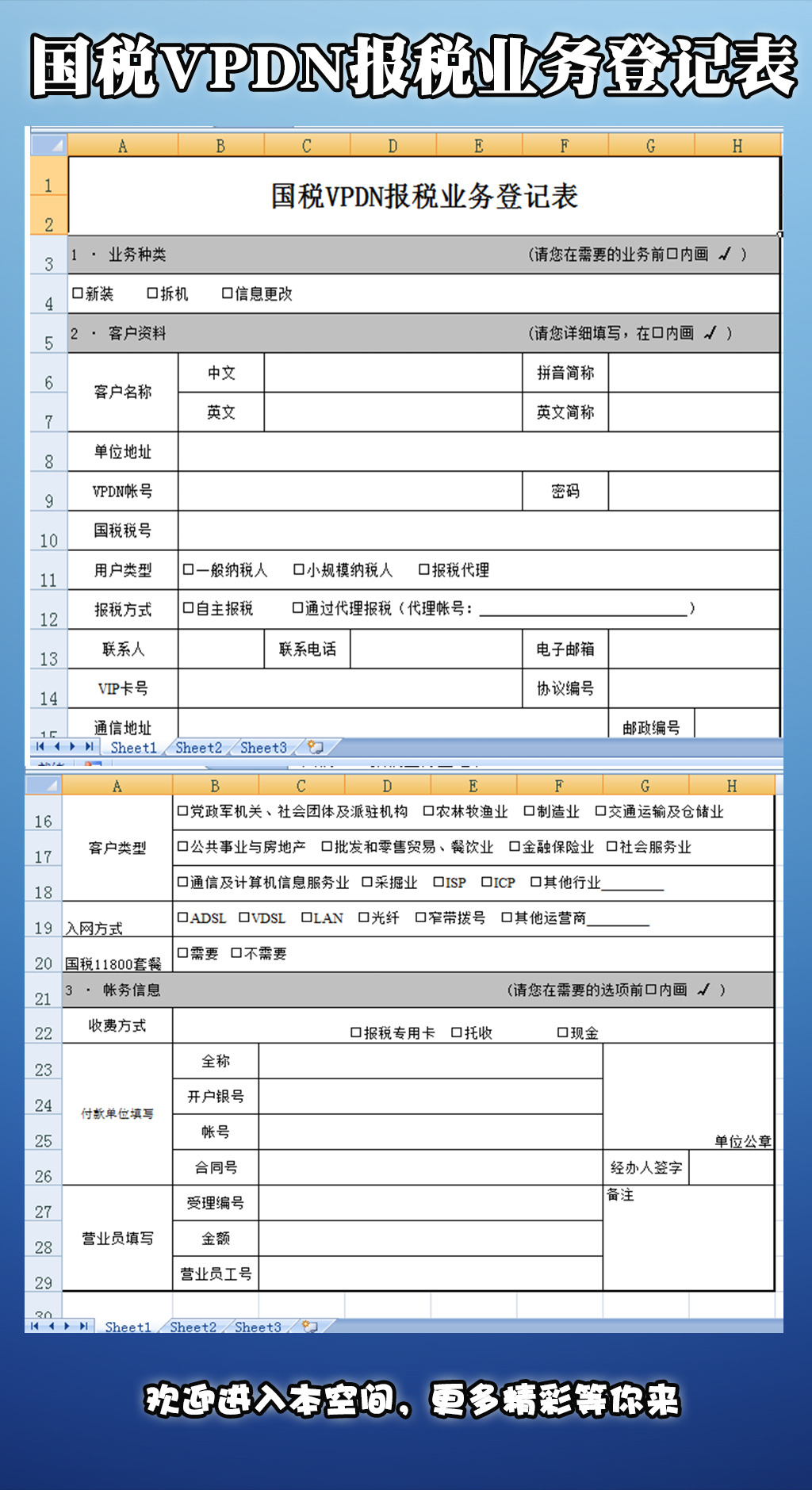 国税VPDN报税业务登记表模板下载(图片编号