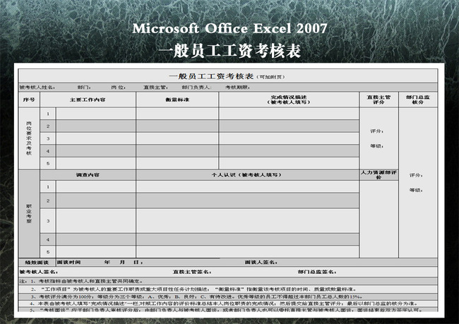 一般员工工资考核表(可加附页)模板下载(图片编