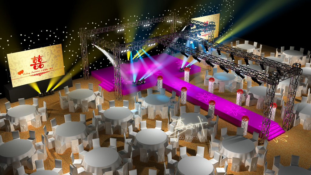 婚礼路引舞台舞美设计效果图模板下载(图片编