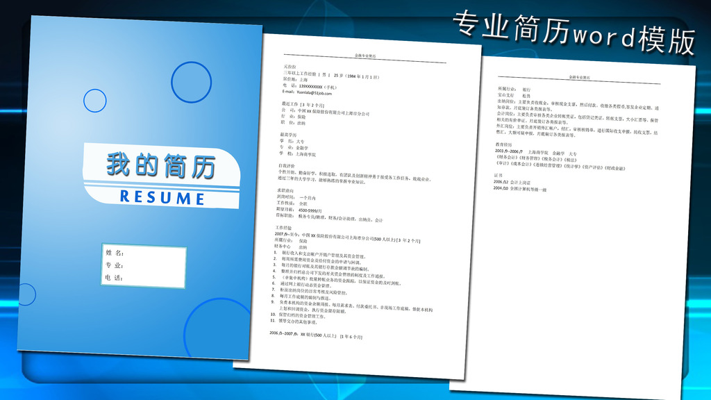 金融业简历模板word下载图片