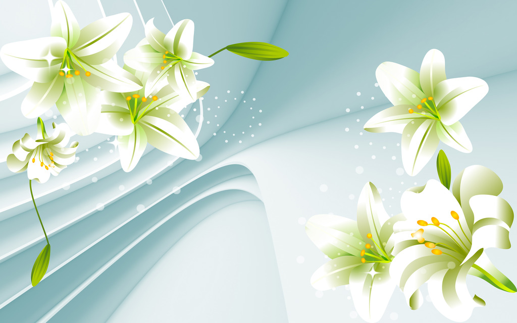 3d空间百合花电视背景墙