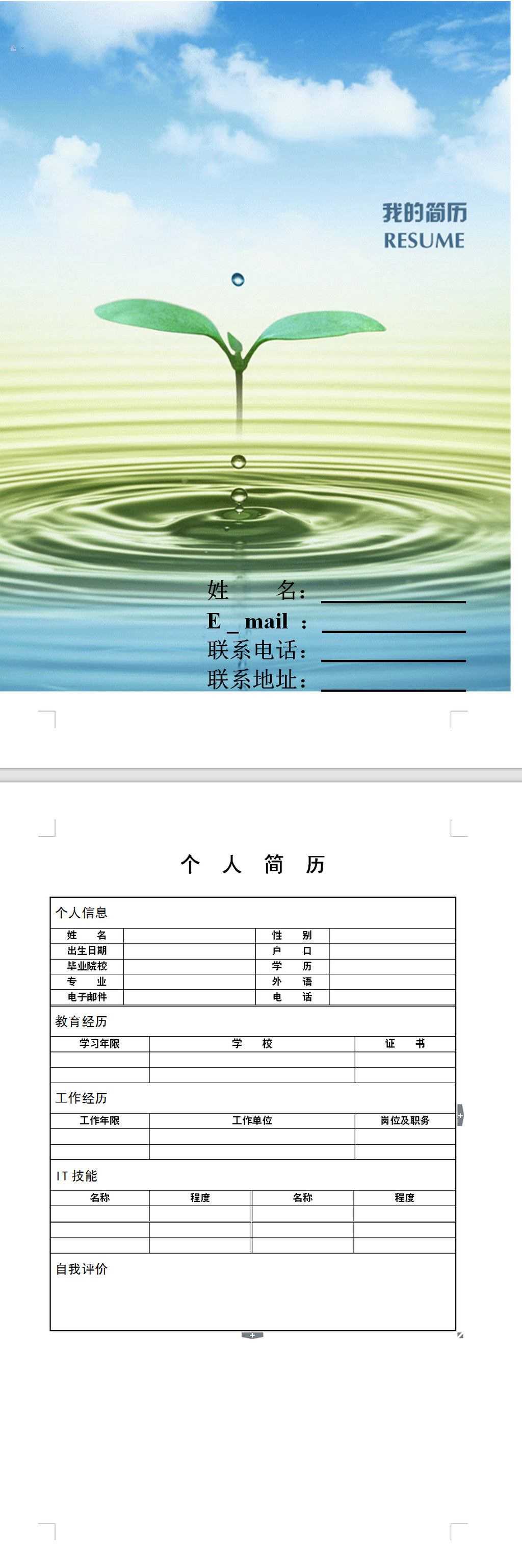 个性彩色求职简历word模板图片