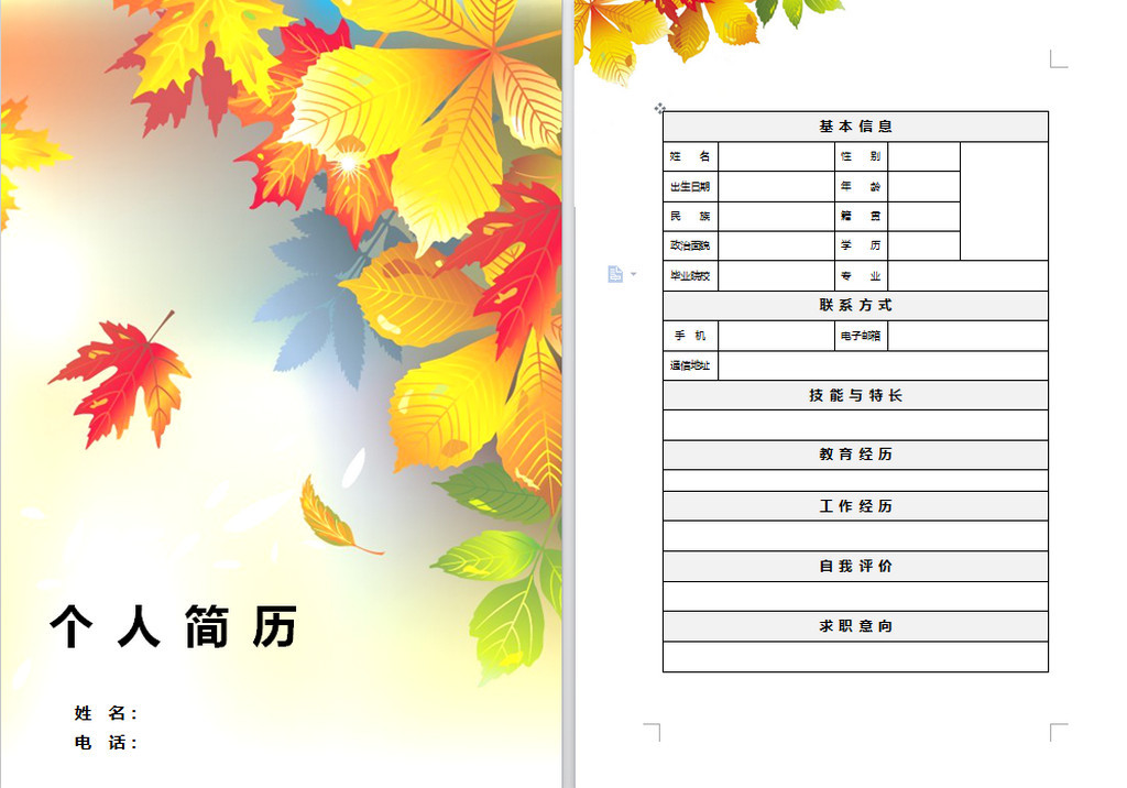 个性彩色求职简历word模板模板下载(图片编号:)图片