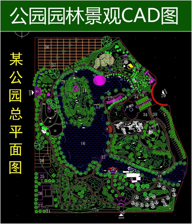 公园设计CAD方案模板下载(图片编号:123086