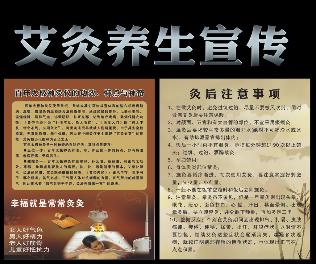 中医养生艾灸宣传展板两套模板下载(图片编号