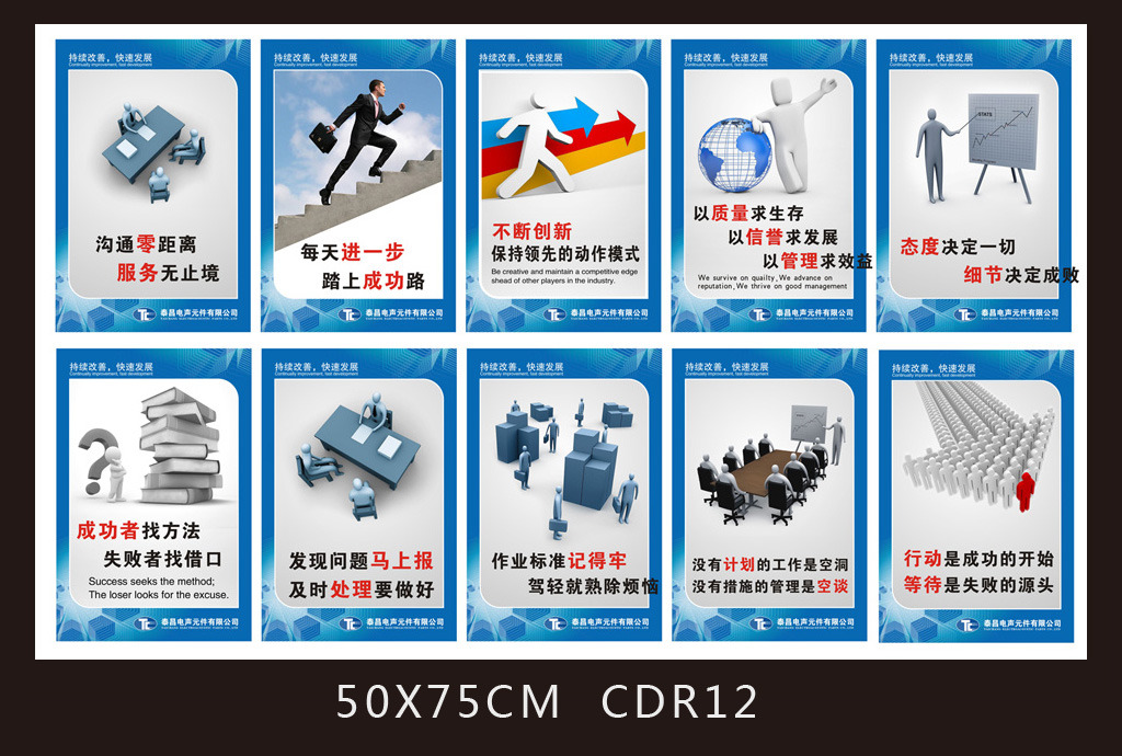 3D商务小人电子科技公司展板企业文化模板模