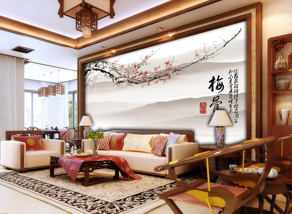 我图网提供精品流行梅花中式电视背景墙装饰画素材下载,作品模板源文件可以编辑替换,设计作品简介: 梅花中式电视背景墙装饰画 位图, CMYK格式高清大图,使用软件为 Photoshop CS(.tif分层) 梅花 国画