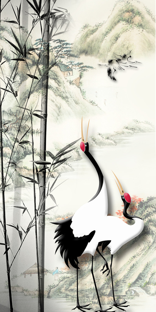 我图网提供精品流行竹报平安水墨画仙鹤图国画工笔画玄关素材下载,作品模板源文件可以编辑替换,设计作品简介: 竹报平安水墨画仙鹤图国画工笔画玄关 位图, RGB格式高清大图,使用软件为 Photoshop 7.0(.psd)