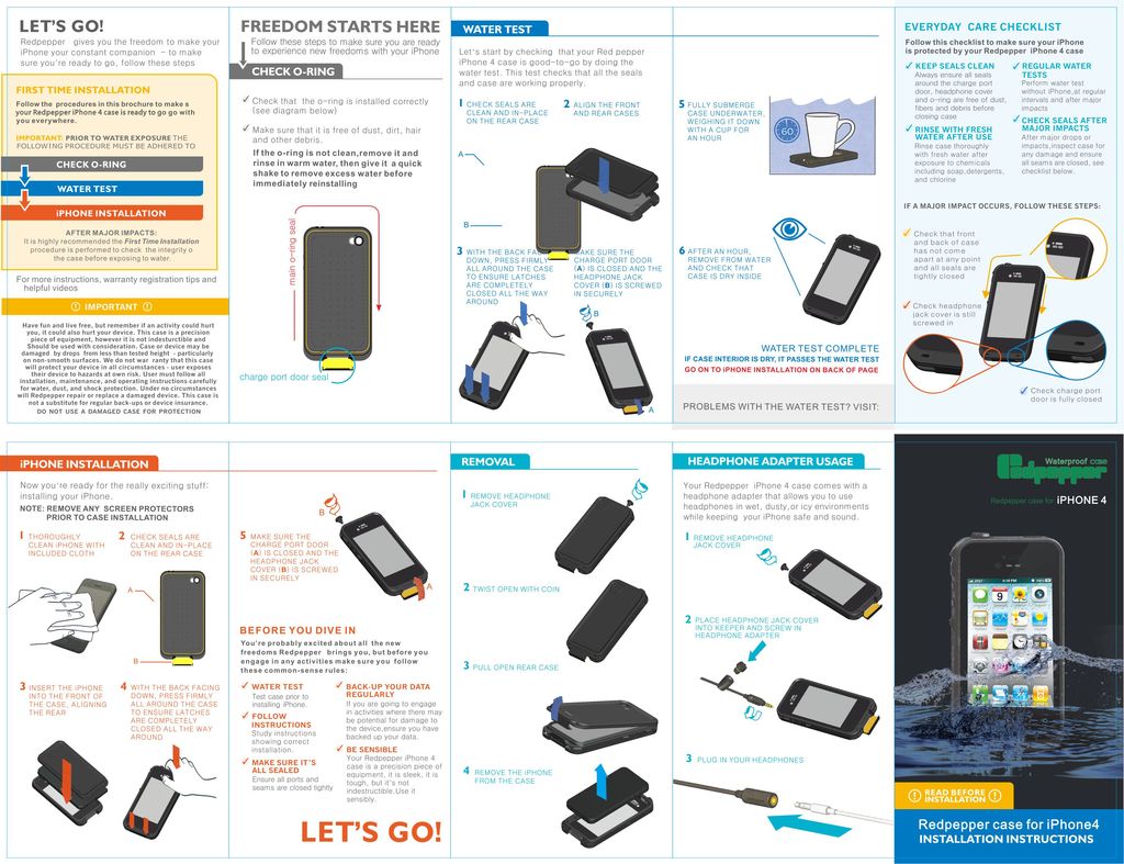 手机皮套英文版通用四折页说明书模板下载(图