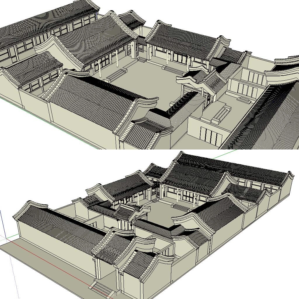 3d模型 建筑模型 景观模型 > 四合院建筑su草图大师skp  中国最大的