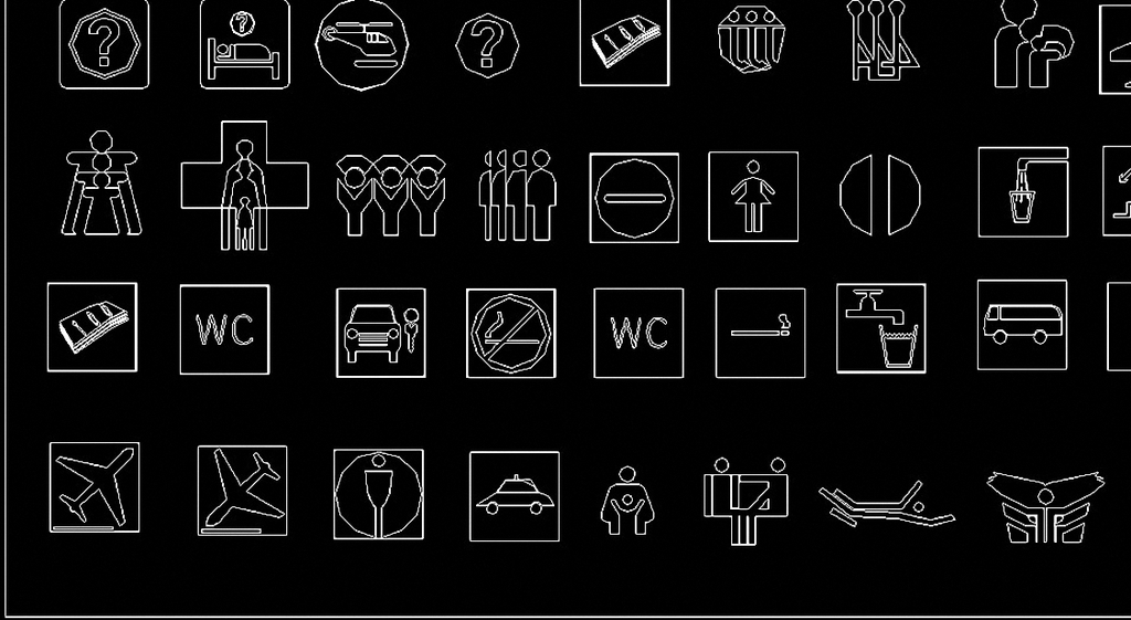 公共场所交通行人标志标识cad图块大全模板下