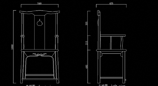 明代红木瑞兽纹四出头官帽椅cad图纸模板下载