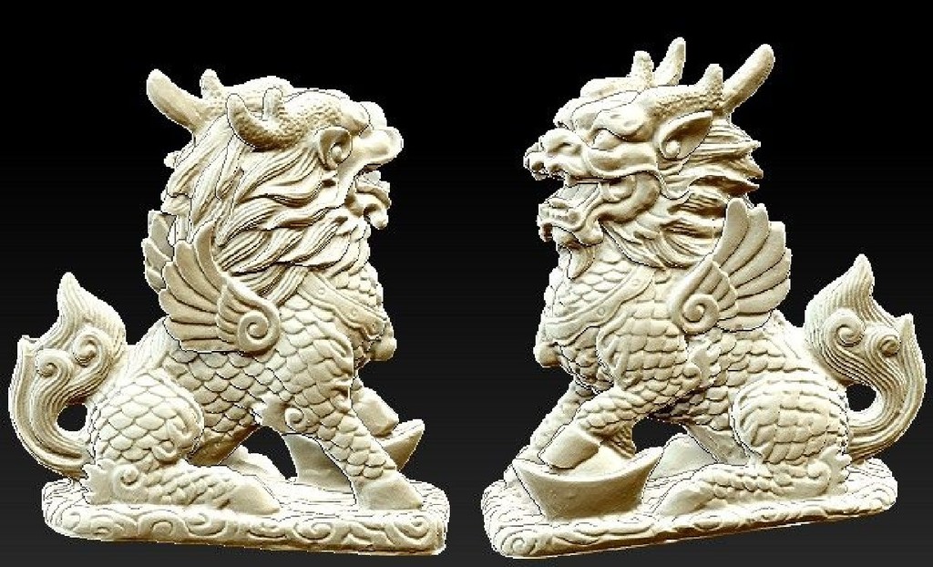 3D打印图立体图stl麒麟送宝模板下载(图片编号