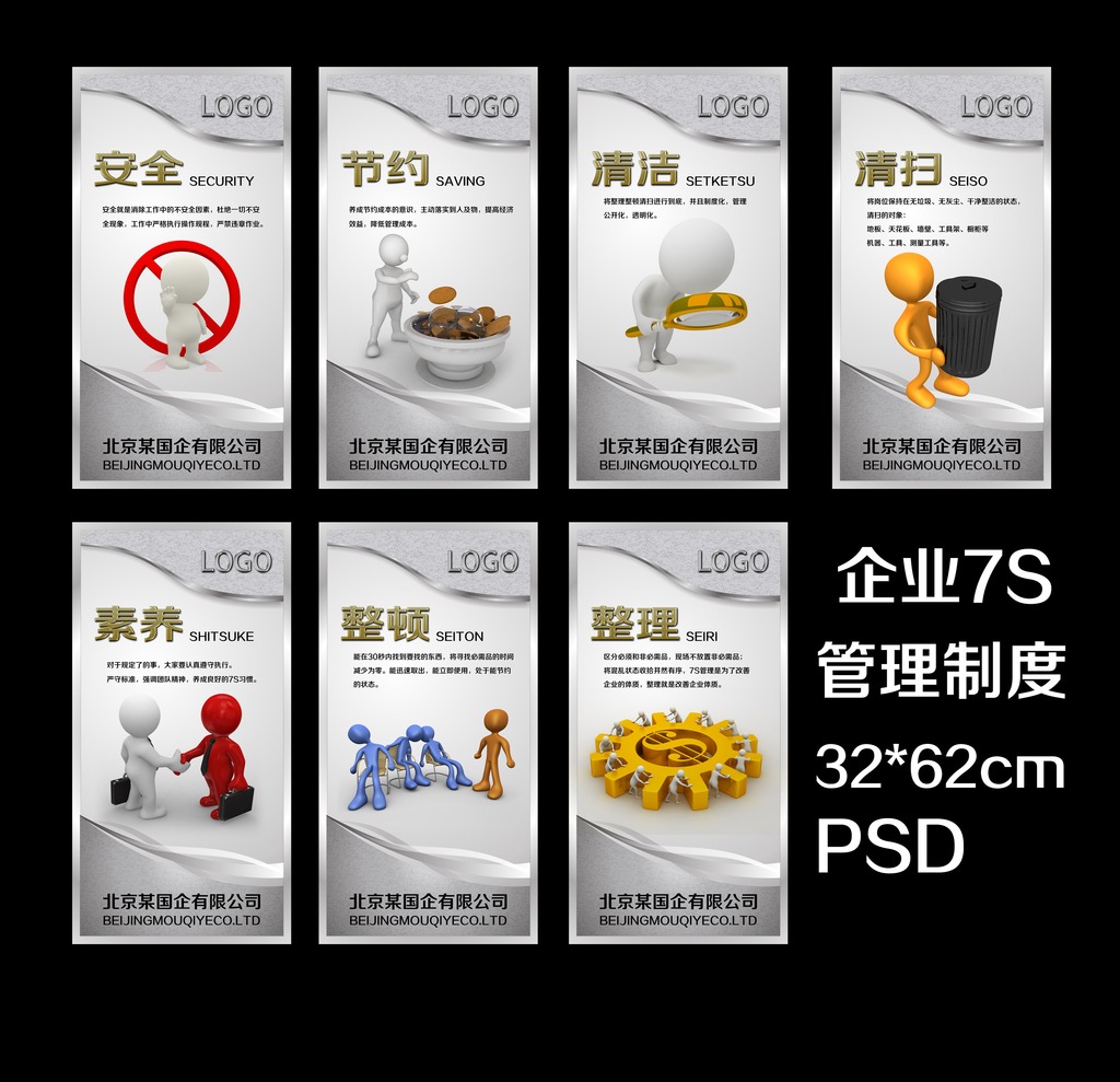 企业7S管理制度挂图模板下载(图片编号:1238