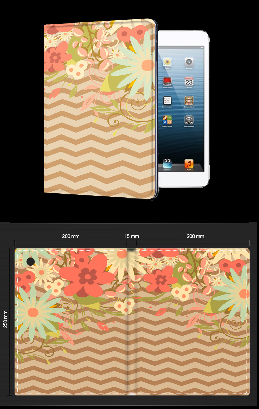 可爱花朵条纹平板电脑保护套模板下载(图片编