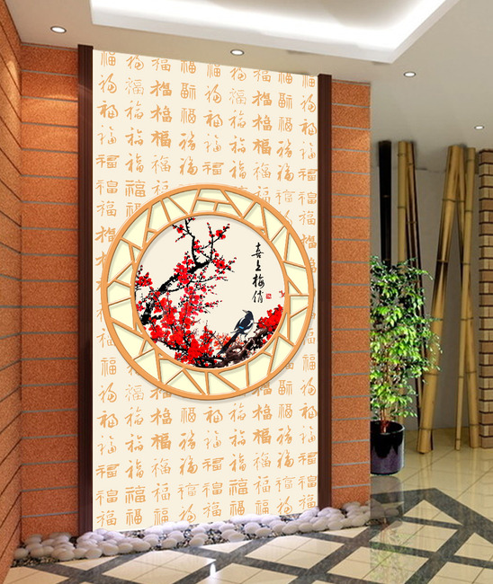 【本作品下载内容为:"国画梅花百福图玄关门厅背景墙"模板,其他内容仅为参考,如需印刷成实物请先认真校稿,避免造成不必要的经济损失。】 【声明】未经权利人许可,任何人不得随意使用本网站的原创作品(含预览图),否则将按照我国著作权法的相关规定被要求承担最高达50万元人民币的赔偿责任。