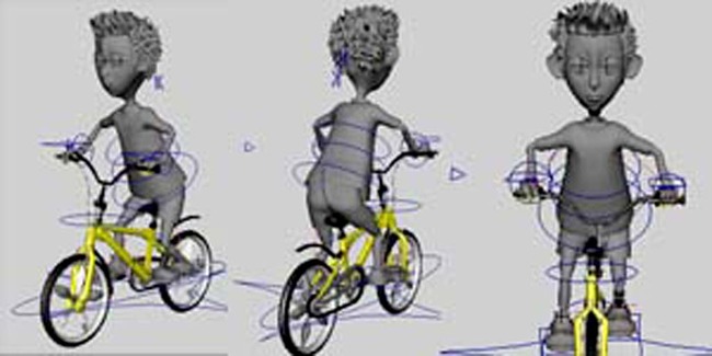 骑单车的小男孩MAYA模型带动画模板下载(图