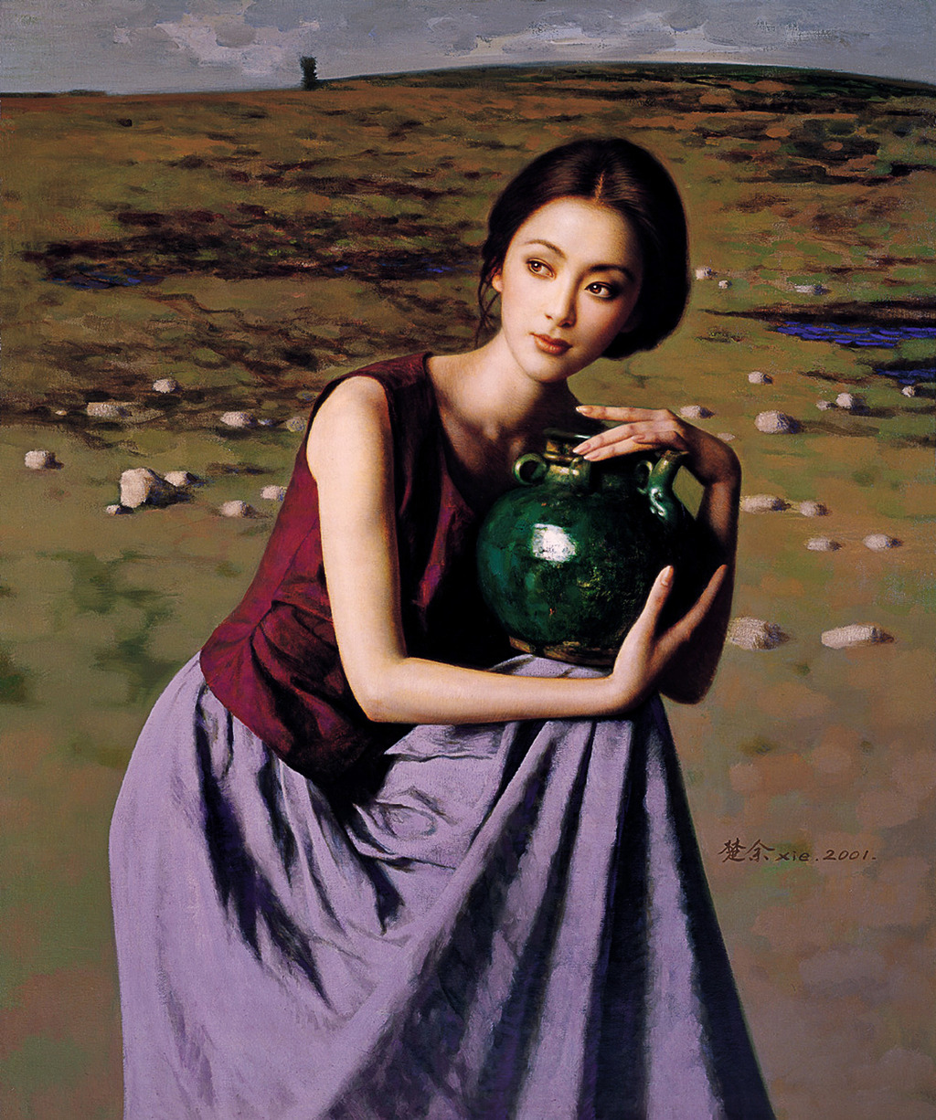 抱<em>罐子</em>的<em>少女</em>高清油画下载高清图片下载(图片
