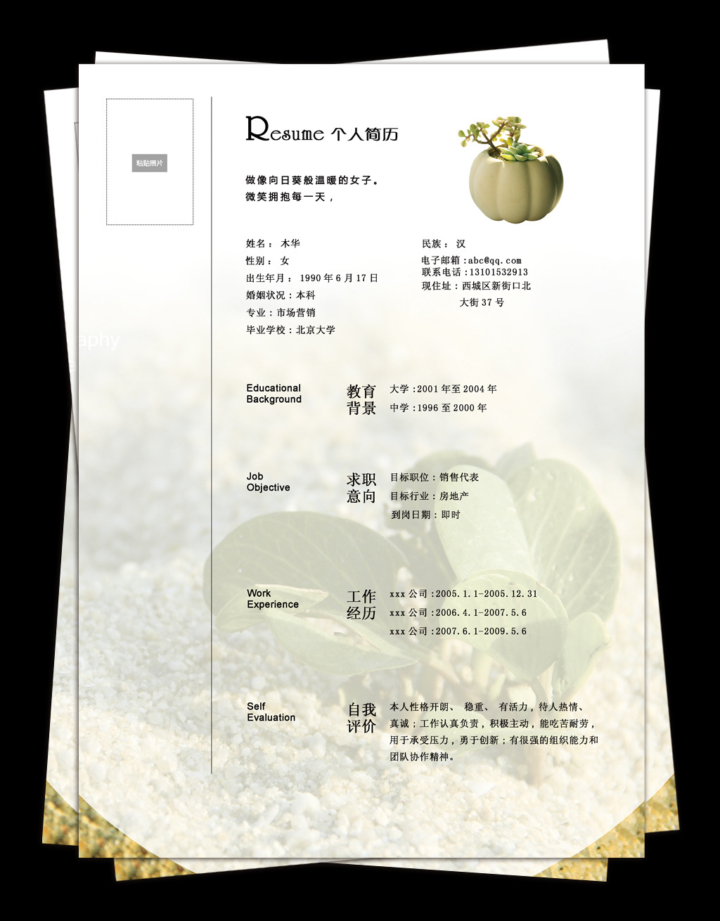 个人求职简历面试简历图片