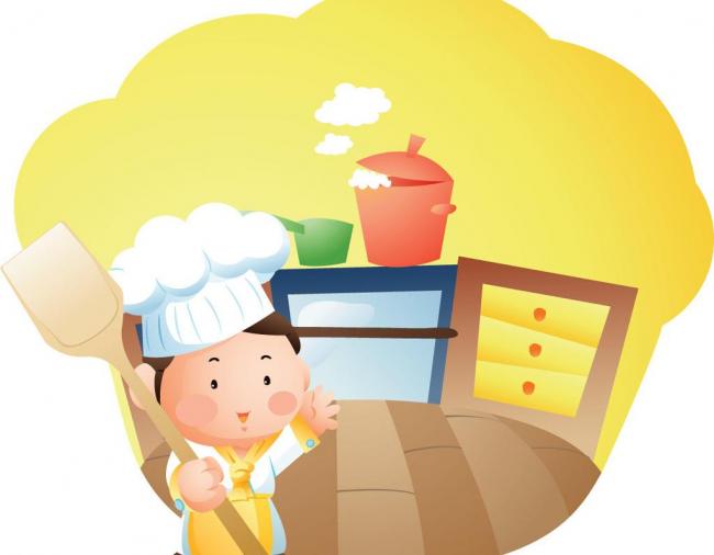 卡通蛋糕中的快乐小厨师图片模板下载(图片编