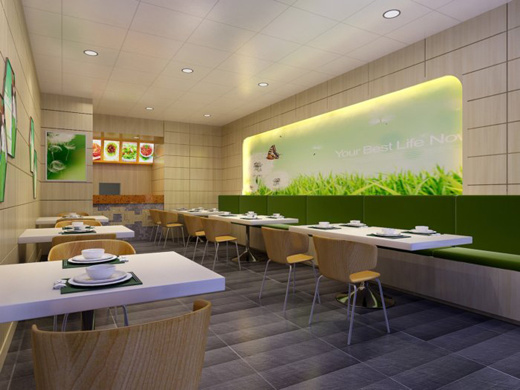 西式快餐餐饮店3D装修效果图模板下载(图片编