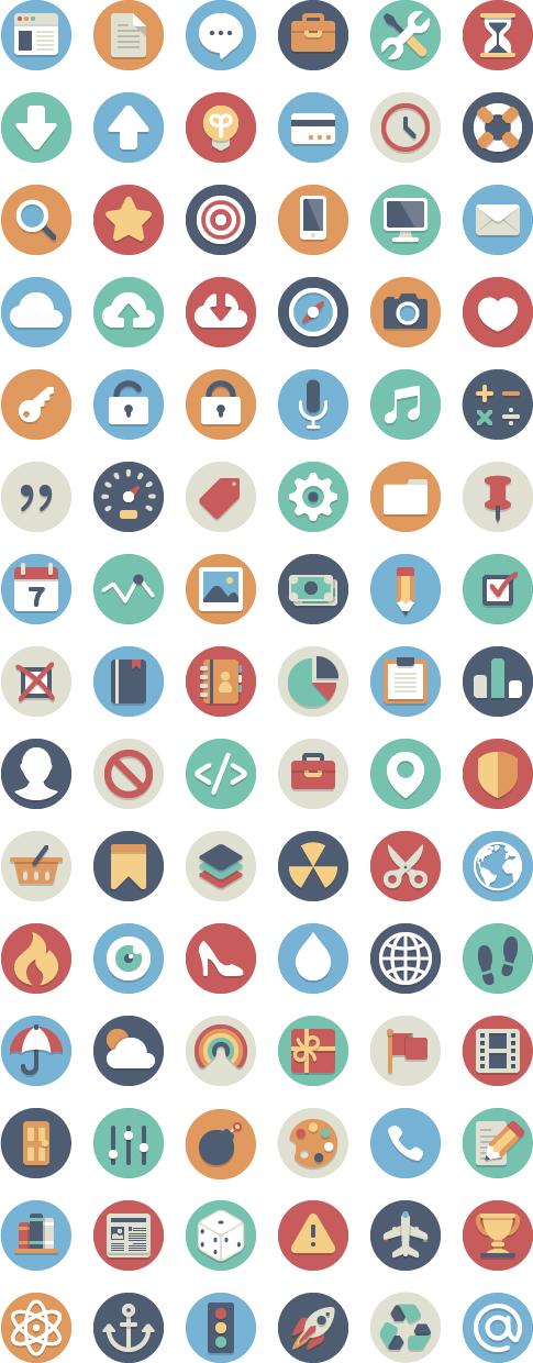 手机APP圆形扁平化彩色图标设计(一)模板下载