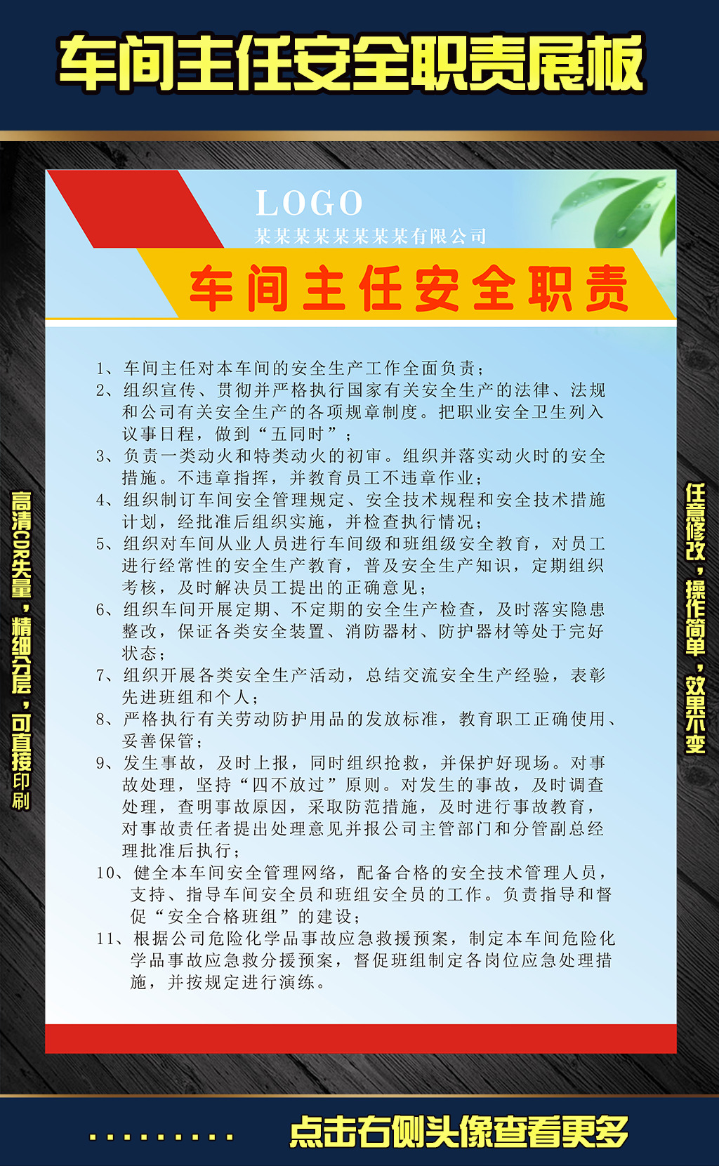 车间主任安全职责展板模板下载(图片编号:124