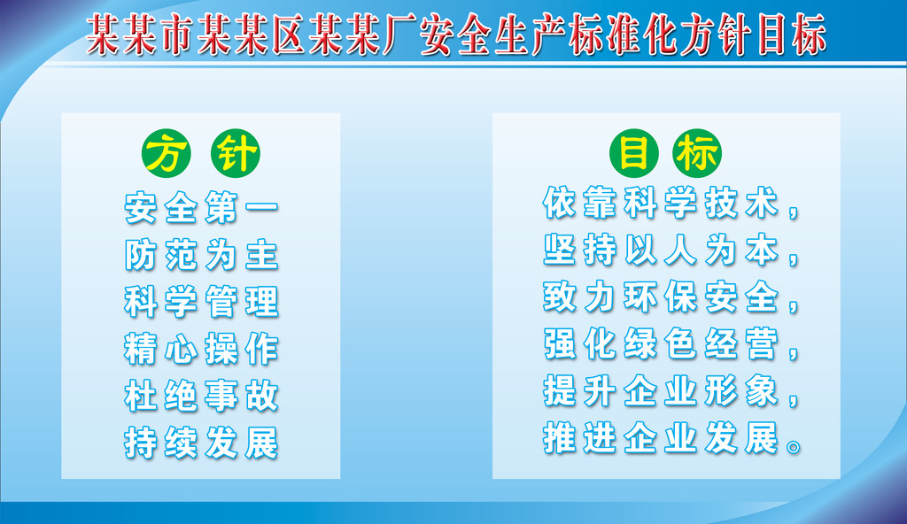 安全生产标准化方针目标展板模板下载(图片编