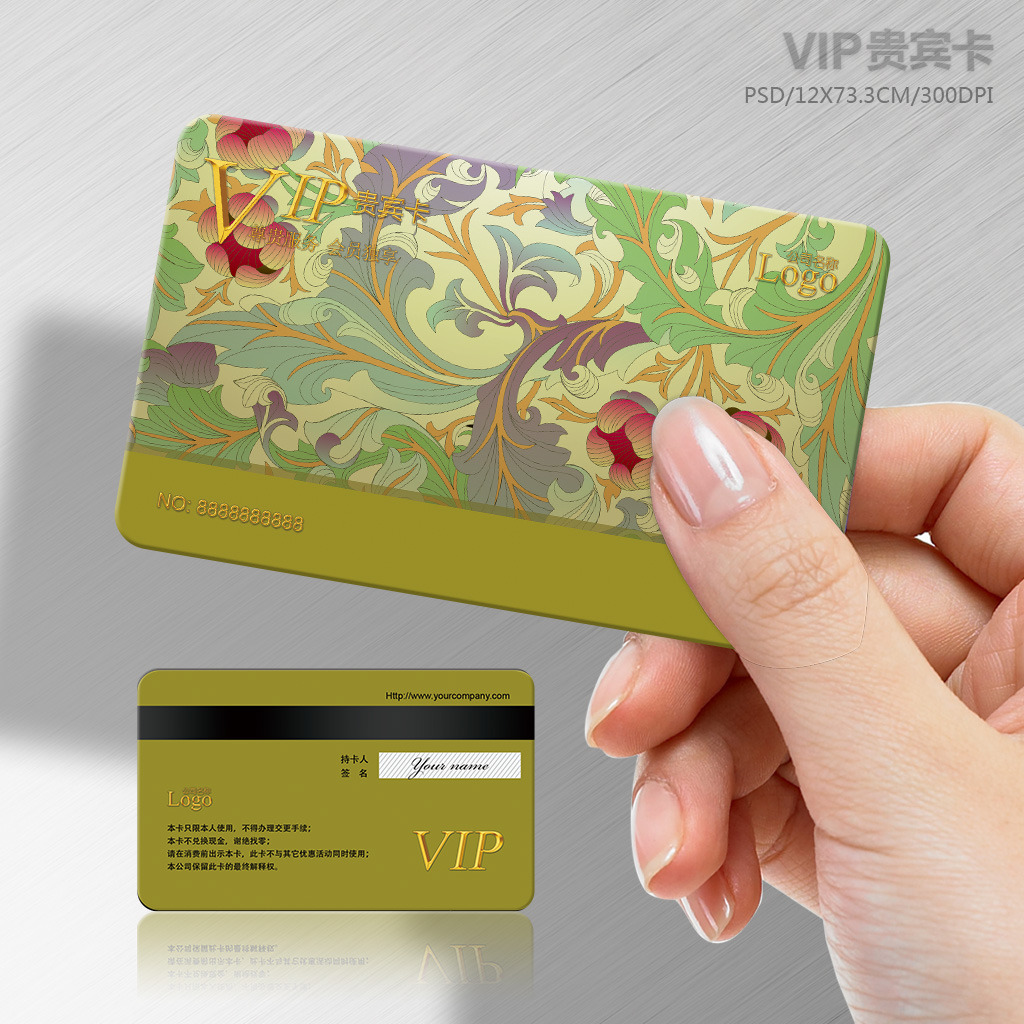 高档复古怀旧vip贵宾会员卡设计模板下载图片