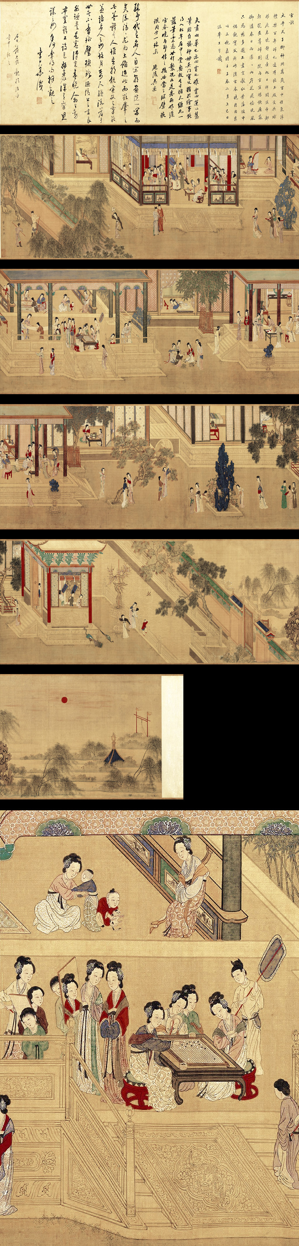 古典中国风中式宫廷人物风景画图片