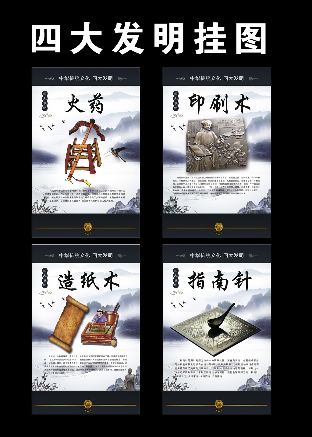 中国古典文化四大发明挂图