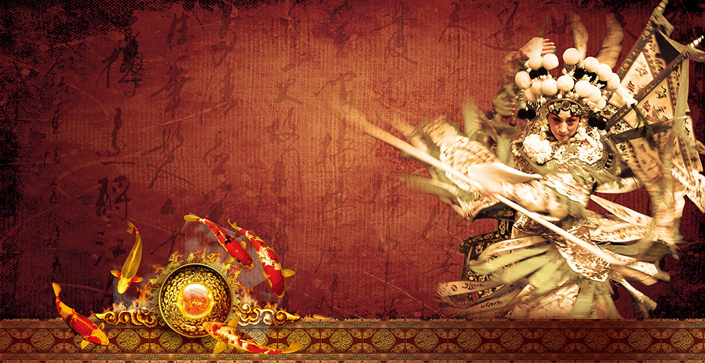 中国风创意海报戏剧人物武旦模板下载(图片编