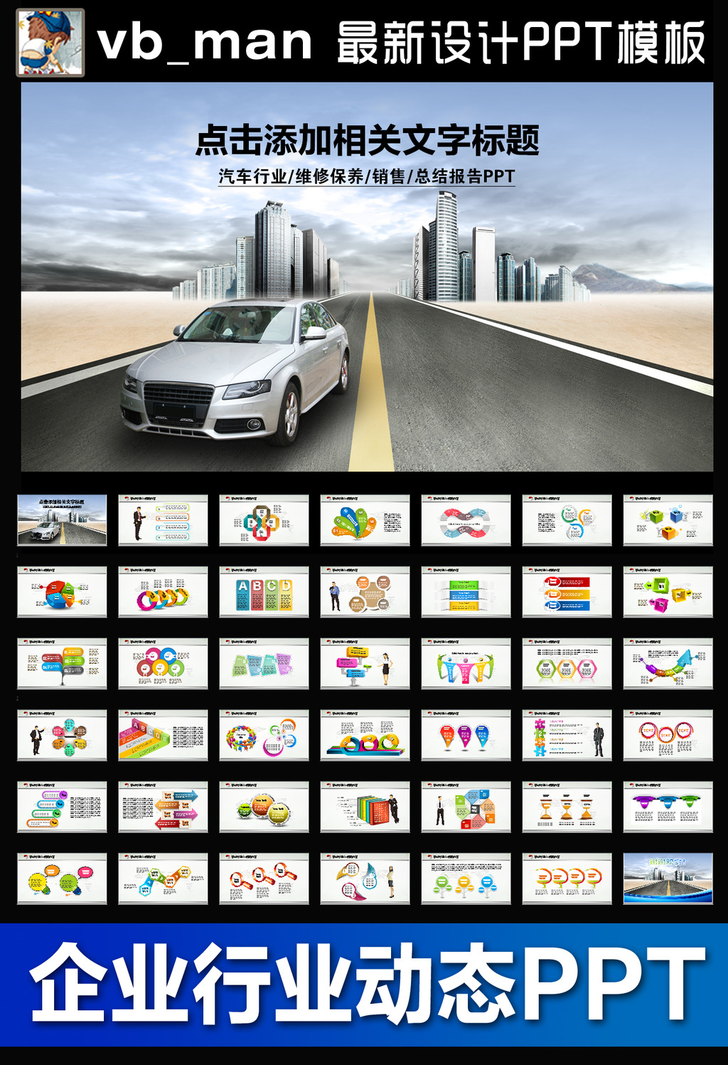 汽车生产销售4S店维修保养配件PPT模板模板