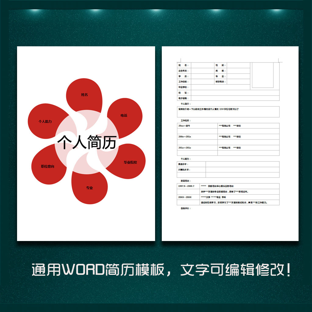 个人简历模板(花盘)图片