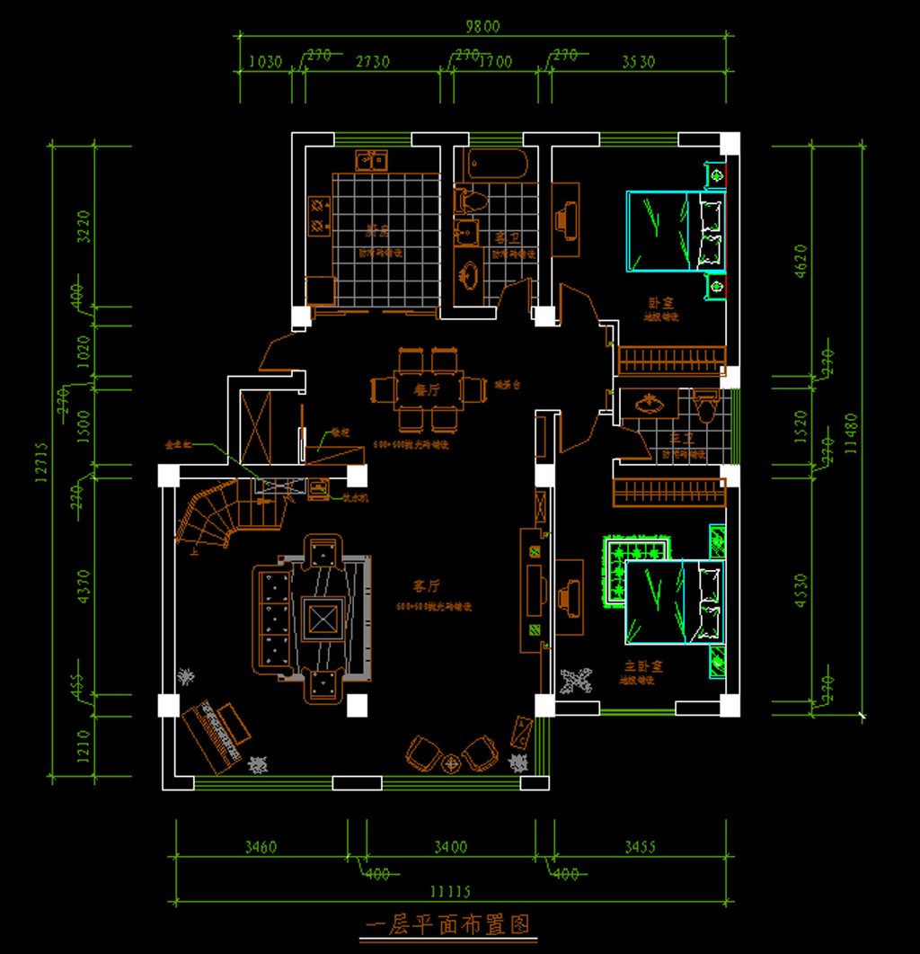 多套复式楼别墅室内设计方案及施工图模板下载
