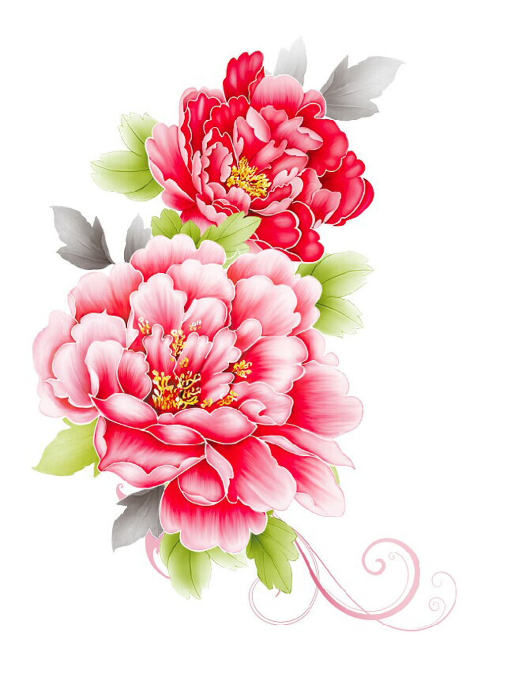 陶瓷牡丹杯碟盘子设计图模板下载(图片编号:1