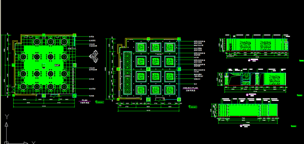 宴会厅CAD施工设计详图工装装修图纸模板下