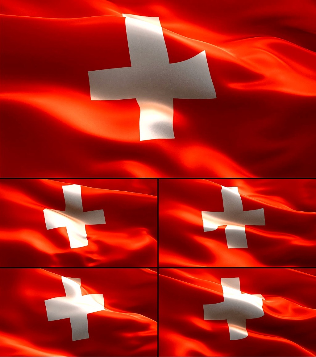 高清瑞士国旗旗飘扬背景视频模板下载(图片编