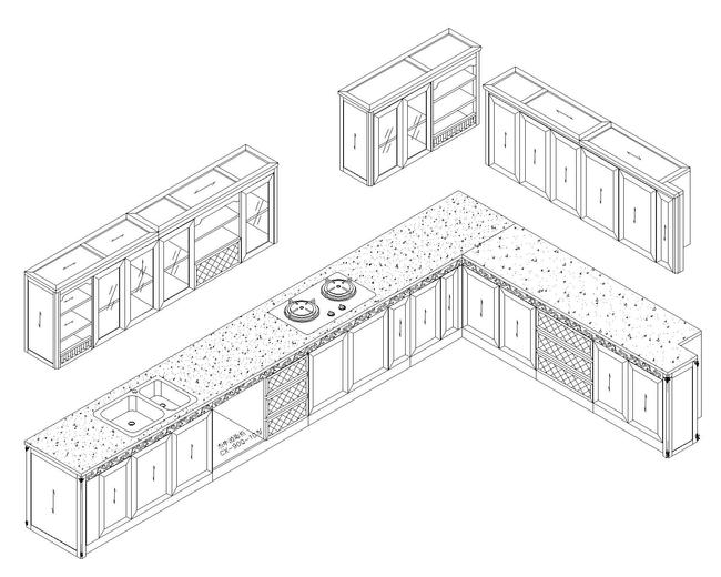 中式橱柜CAD图纸模板下载(图片编号:125812