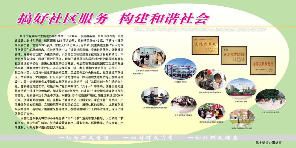 社区服务简介宣传栏展板psd模板素材模板下载