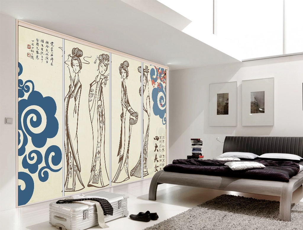 <em>四大美女电视</em>背景墙纸壁画高清图片下载(图片