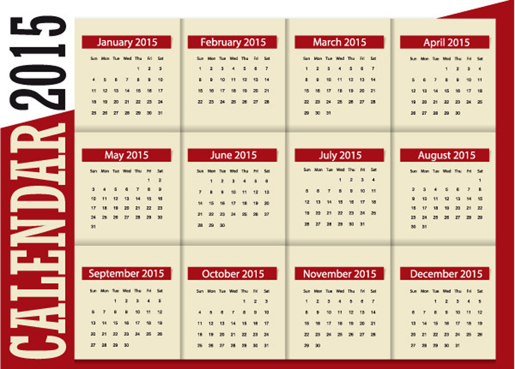 2015年年历矢量手绘台历图片