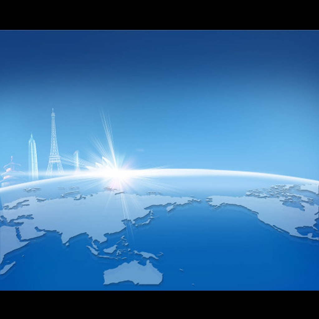 蓝色科技太空地球世界建筑曙光展板背景