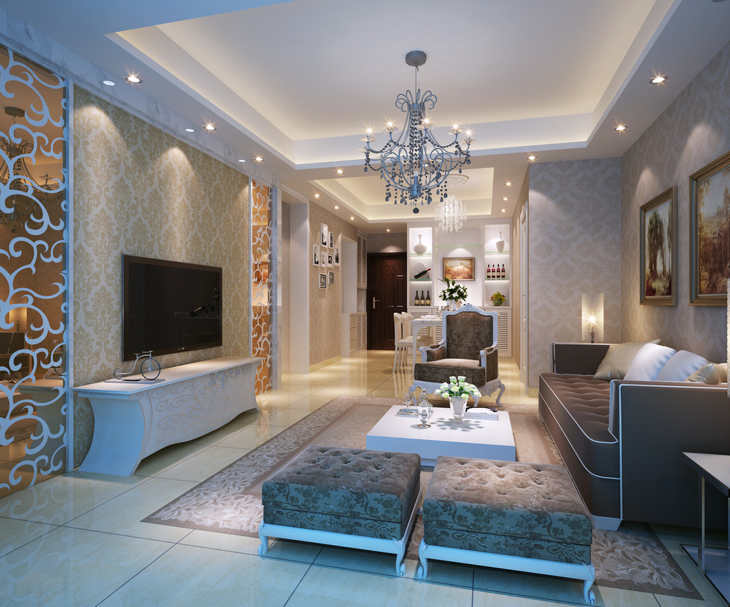 3D简欧风格装修设计模型下载模板下载(图片编