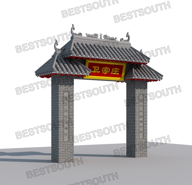 门楼牌楼设计3d模型