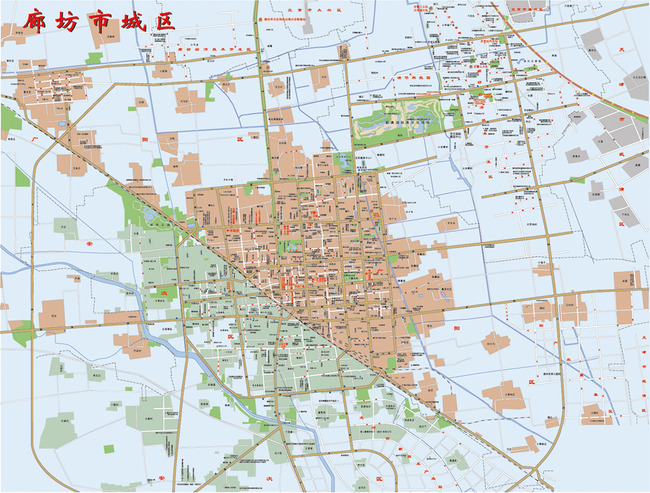廊坊市市区完全矢量分层地图(无限放大)模板下