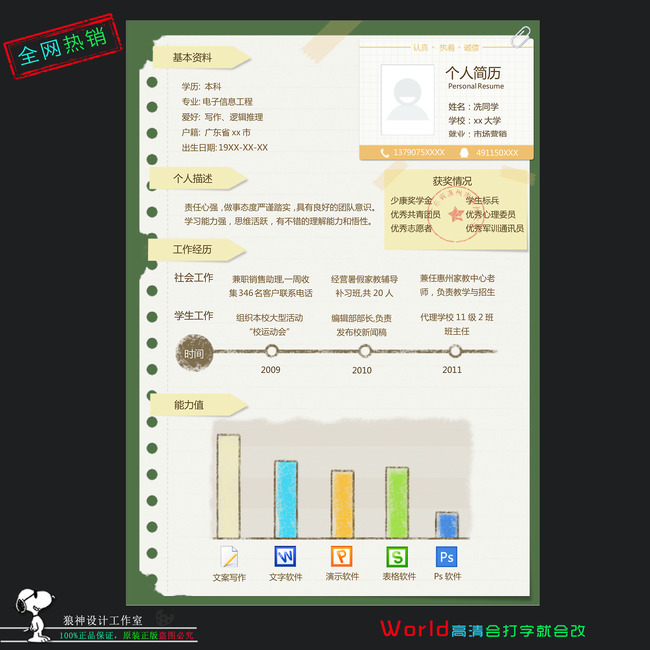 装饰文化艺术行业个人求职简历图片