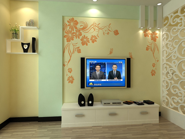 电视背景墙硅藻泥3D模型(含文泰矢量图)模板下