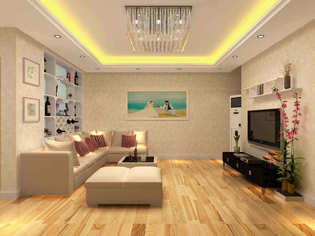 现代简约客厅餐厅模型婚房3Dmax模板下载(图