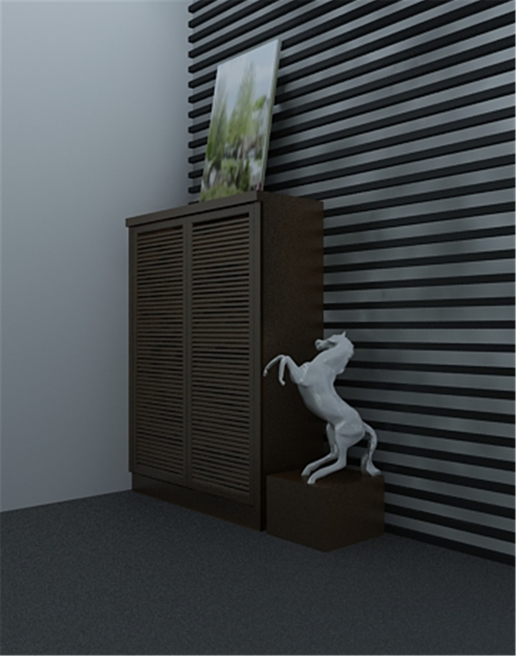 百叶鞋柜3d模型